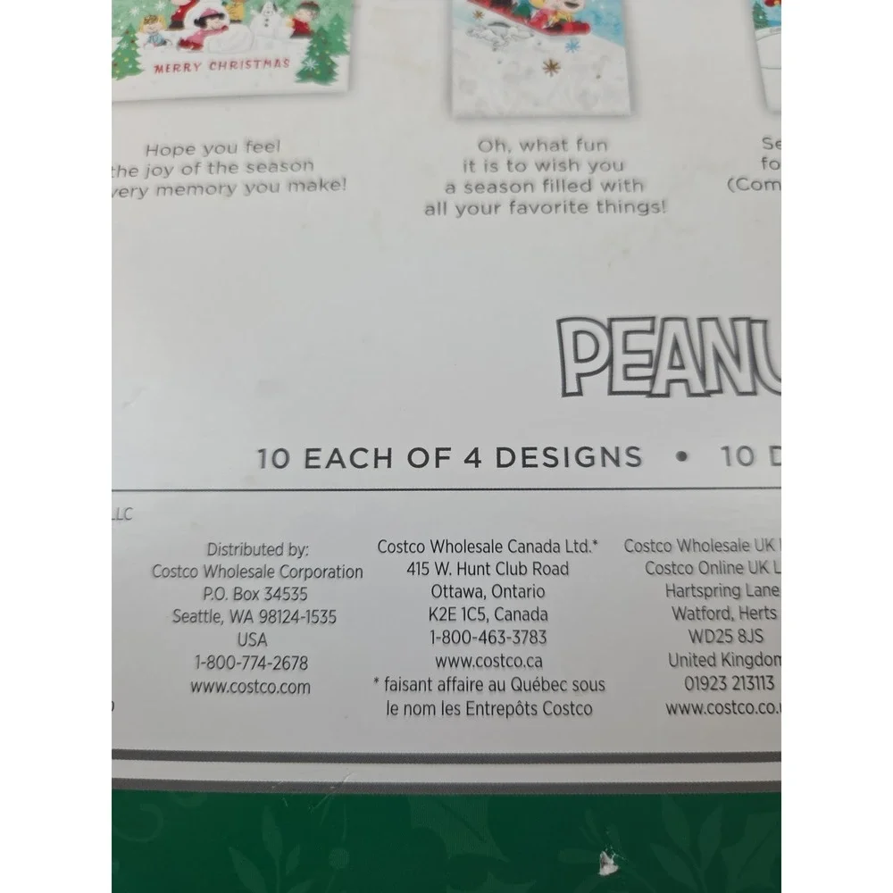 Peanuts Hallmark, Christmas Holiday Cards, Set Of 40, Assorted, NEW